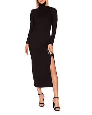 Shop Susana Monaco Fitted Turtleneck Dress In Black
