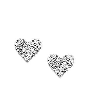 Shop Meira T 14k White Gold Diamond Heart Stud Earrings
