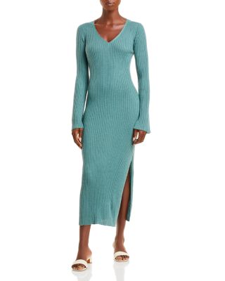 SABLYN V Neck Ribbed Cashmere Midi Dress | Bloomingdale's