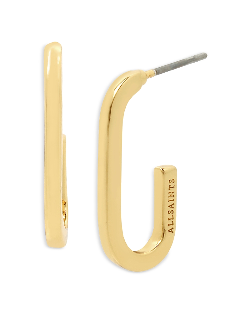 Shop Allsaints Small Open Oval Hoop Earrings In Silver Tone Or Gold Tone