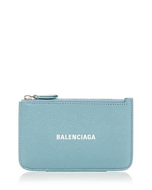 Balenciaga Embossed Leather Mini Card Case In Blue Multi