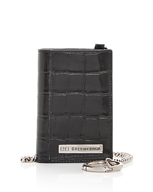 Balenciaga Croc Embossed Leather Chain Wallet