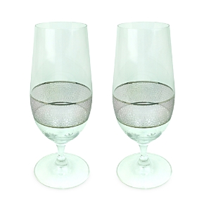 MICHAEL WAINWRIGHT SET OF 2 PANTHERA GLASS STEM WATER GLASSES,131PA64