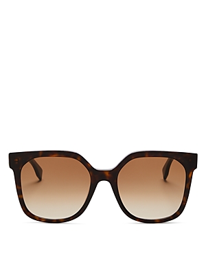 Fendi Women's Square Gradient Sunglasses, 55mm In Dark Havana / Gradient Brown