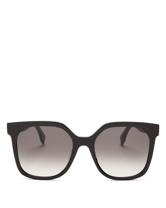 Fendi Women's Square Gradient Sunglasses, 55mm In Shiny Black  / Gradient Smoke