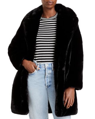 black faux fur coat