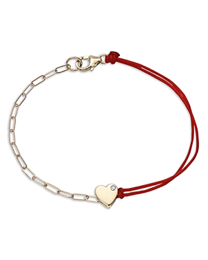 Zoe Lev 14K Yellow Gold Diamond Split Heart Cord Bracelet