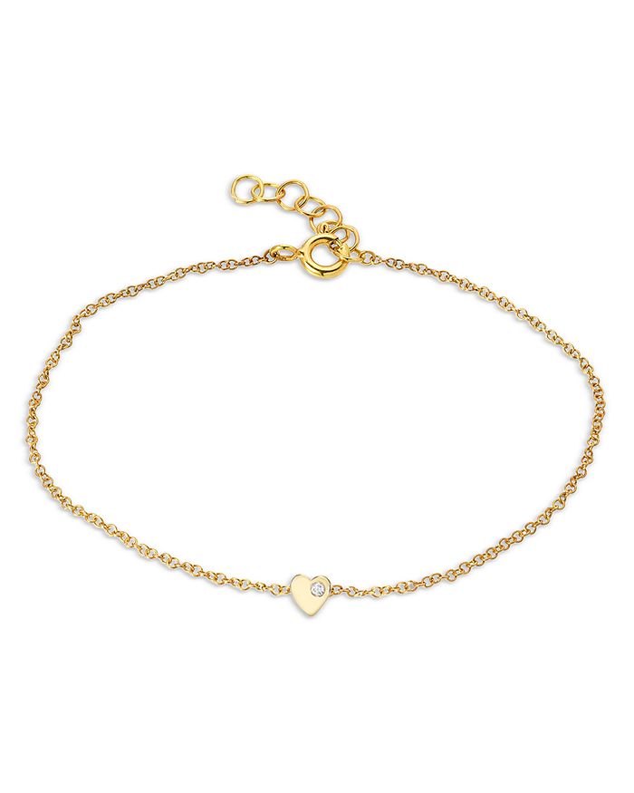 Zoe Lev 14K Yellow Gold Diamond Tiny Heart Chain Link Bracelet ...