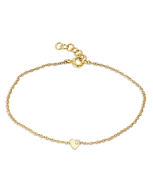 Zoe Lev 14K Yellow Gold Diamond Tiny Heart Chain Link Bracelet