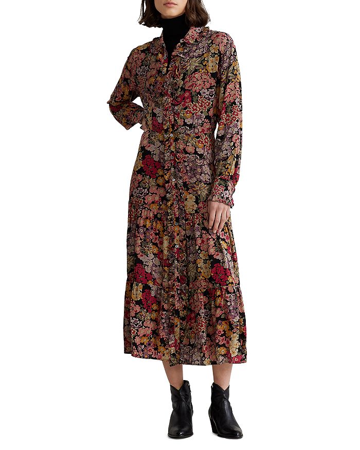 Ralph Lauren Floral Print Tiered A Line Dress | Bloomingdale's