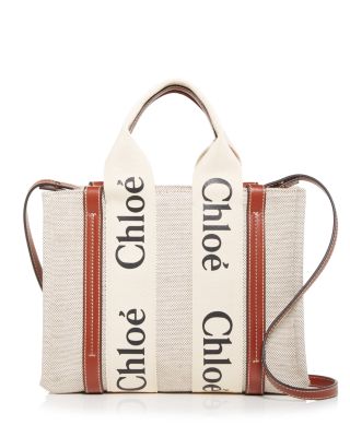 Woody Small Embroidered Canvas Tote in Beige   Chloe   Mytheresa