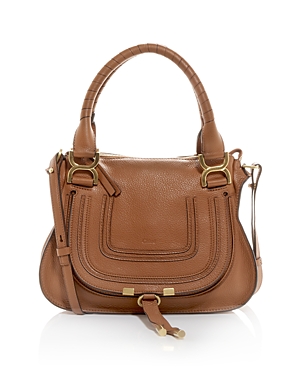 Chloé Marcie Small Leather Satchel In Tan