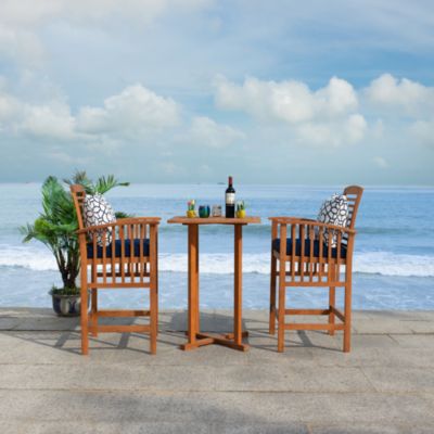 Pate 3 Piece Outdoor Bistro Set with Accent Pillows