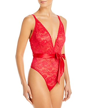 Cosabella Never Say Never Plunging Teddy Bodysuit In Rossetto