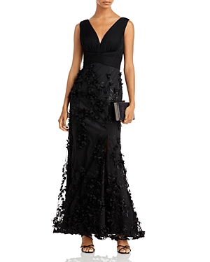 Aidan Mattox Floral Applique Mermaid Gown - 100% Exclusive In Black