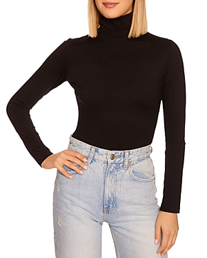 Shop Susana Monaco Fitted Turtleneck Tee In Black