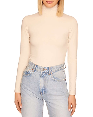 Susana Monaco Fitted Turtleneck Tee In Blanched Almond