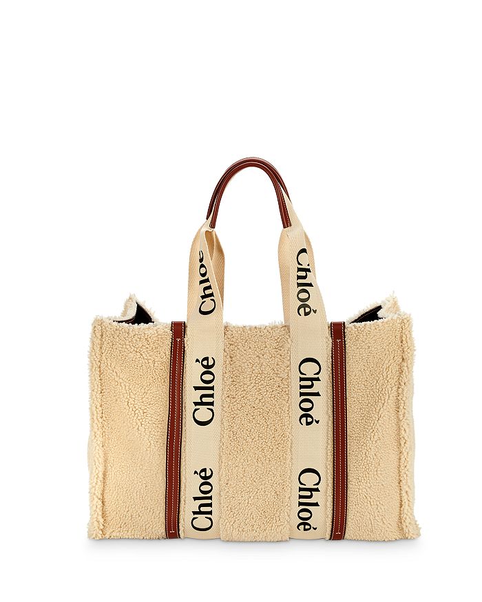 Chloé Woody Leather Trimmed Large Shearling Tote | Bloomingdale's