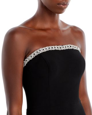 black strapless gown