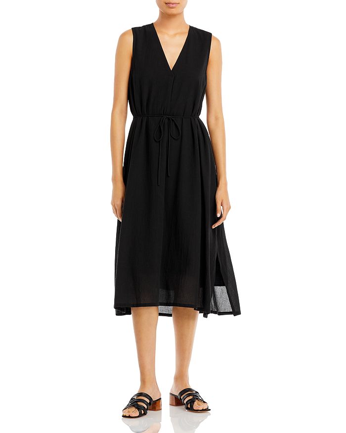 Vneck,bow, tie-in, waist-cinching cut-out dress