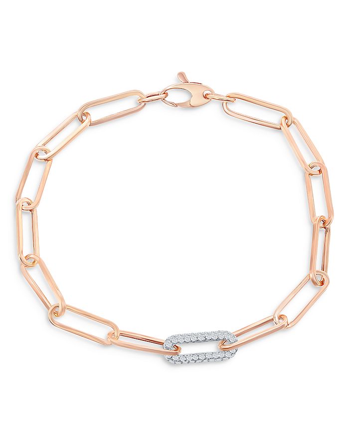 Bloomingdale's - Diamond Paperclip Bracelet in 14K White & Rose Gold, 0.60 ct. t.w. - 100% Exclusive