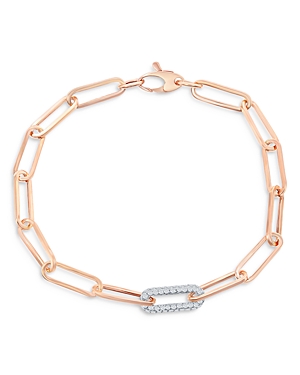 Bloomingdale's Diamond Paperclip Bracelet In 14k White & Rose Gold, 0.60 Ct. T.w. - 100% Exclusive In Rose Gold/white