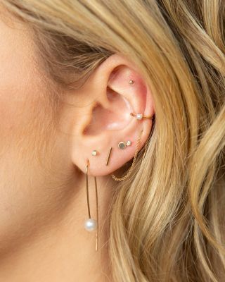 14K Yellow Gold Wire Earrings with Cultured Freshwater Pearls