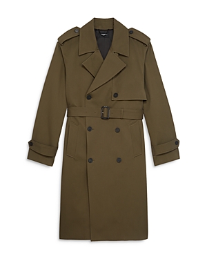 The Kooples Double Breasted Military Trench Coat In Khaki | ModeSens