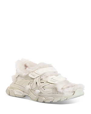 Balenciaga Women's Track Faux Fur Trim Sandals In Beige