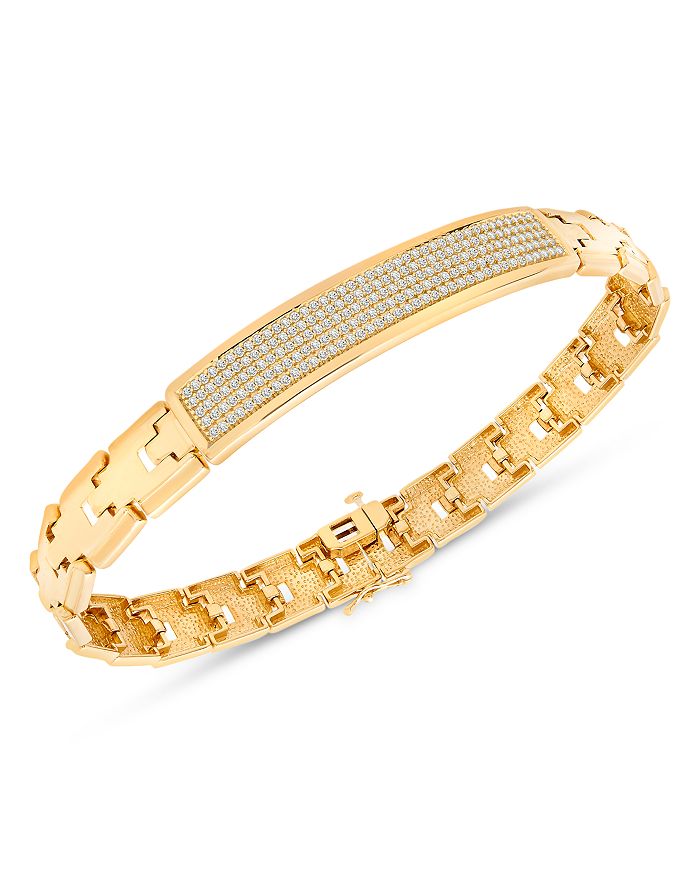 Bloomingdale's Men's Diamond Pave Link Bracelet In 14k Yellow Gold, 1.0 Ct. T.w. - 100% Exclusive In White/gold