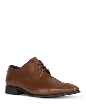 Shop Geox Men's High Life Cap Toe Lace Up Dress Shoes In Brick Brown