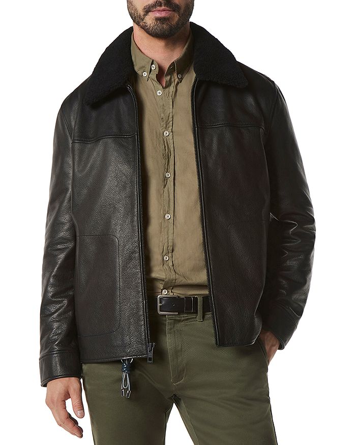 Andrew Marc Truxton Leather Removable Shearling Trim Jacket ...