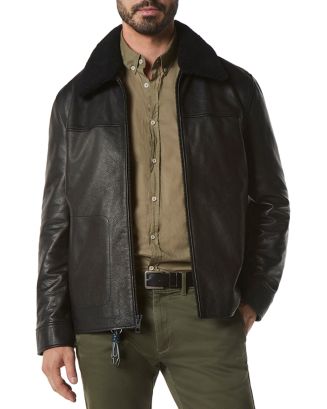 Andrew Marc Truxton Leather Removable Shearling Trim Jacket Men -  Bloomingdale's