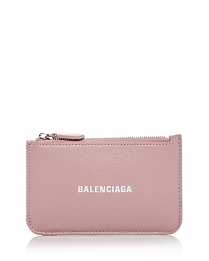 Balenciaga Embossed Leather Mini Card Case In Pink/white