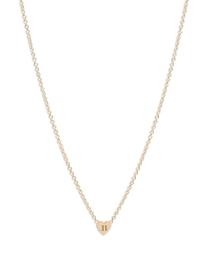 Zoe Chicco 14K Yellow Gold Tiny Heart Initial Necklace, 18