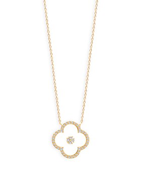 Bloomingdale's - Diamond & Sapphire Glass Clover Pendant Necklace in 14K Yellow Gold, 0.25 ct. t.w.