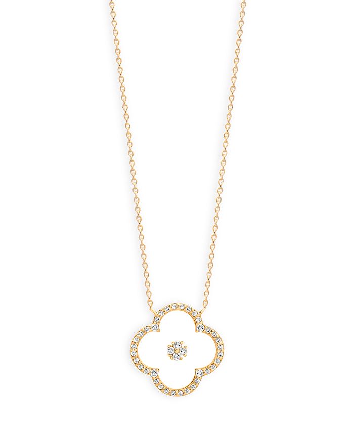 Bloomingdale's - Diamond & Sapphire Glass Clover Pendant Necklace in 14K Yellow Gold, 0.25 ct. t.w.