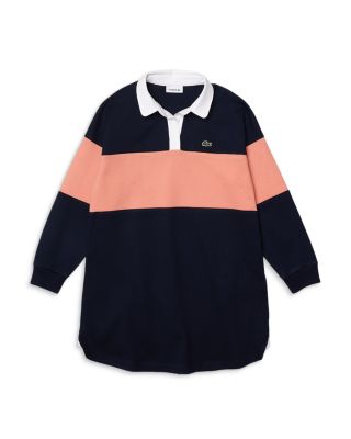 Thick Cotton Polo Dress In Navy Blue 