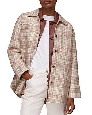 Whistles Emmie Plaid Shirt Jacket In Gray/multi