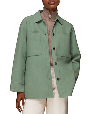 Whistles Emmie Shirt Jacket In Pale Green