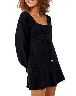 Free People Emmaline Long Sleeve Sweater Dress In Black ModeSens