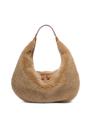 Staud Faux Shearling Shoulder Bag - Neutrals Shoulder Bags, Handbags -  WSTFG54368