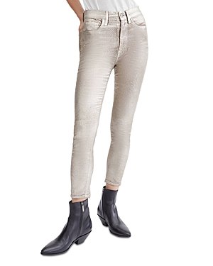 7 For All Mankind Metallic High Waist Skinny Jeans