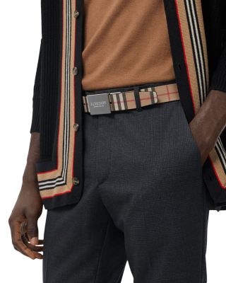 Burberry Men's Vintage Check Reversible Plaque Buckle Belt