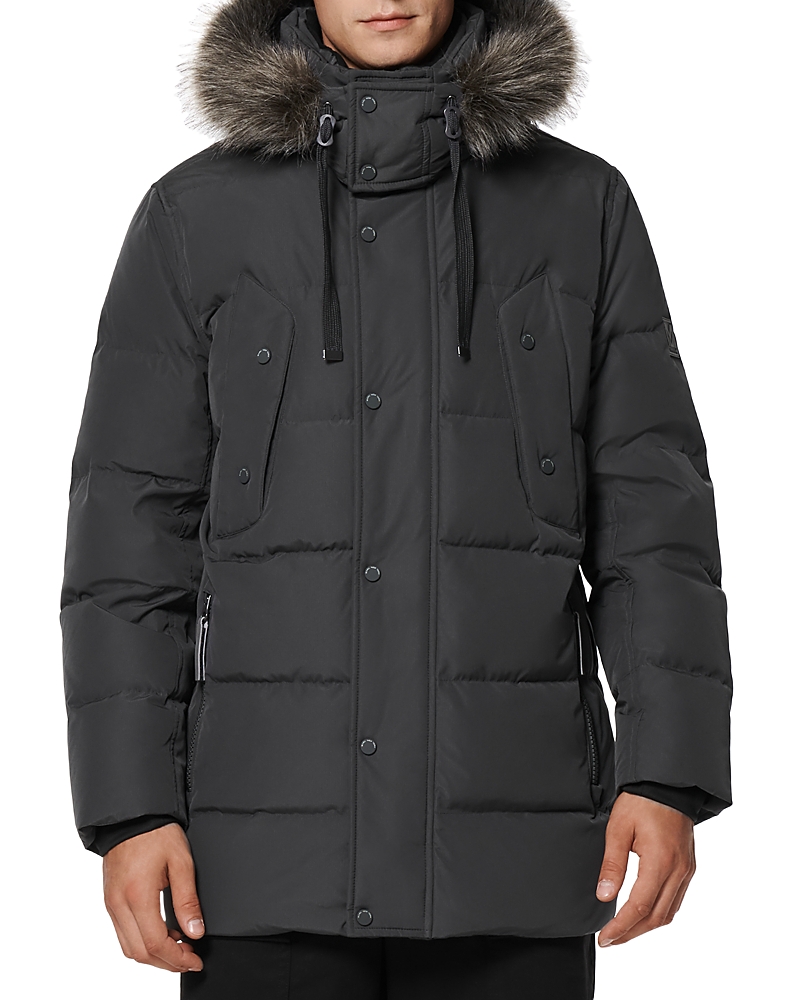 Andrew Marc Men's Gattaca Faux Fur-trim Down-blend Parka In Charcoal