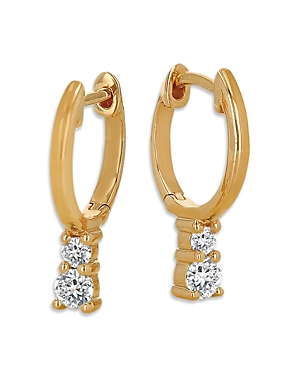 Moon & Meadow 14k Yellow Gold Diamond Dangle Huggie Hoop Earrings In White/gold