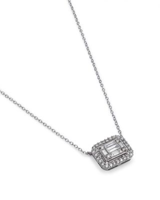 Diamond Mosaic Pendant Necklace in 14K White Gold, 0.75 tcw 