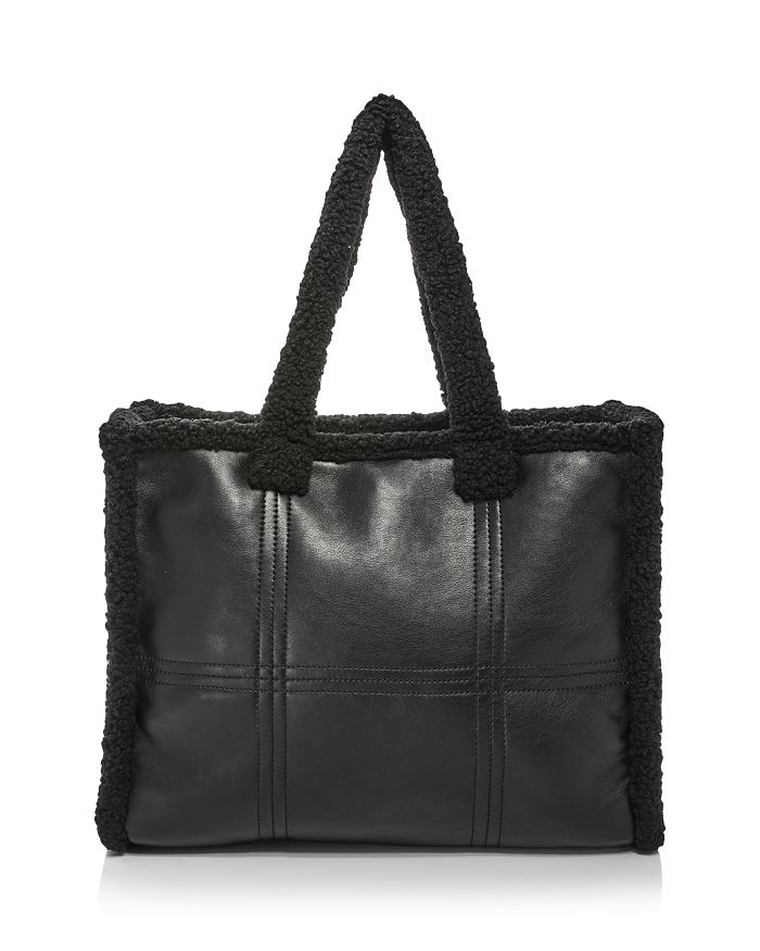 AQUA Large Shearling Trim Tote - 100% Exclusive | Bloomingdale's