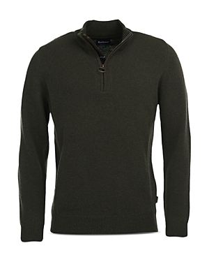 Barbour Holden Regular Fit Half Zip Lambswool Sweater In Olive Marl