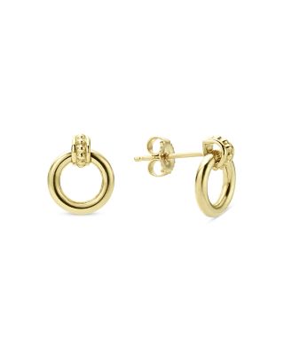 Meridian 18K Yellow Gold Caviar Polished Circle Drop Earrings